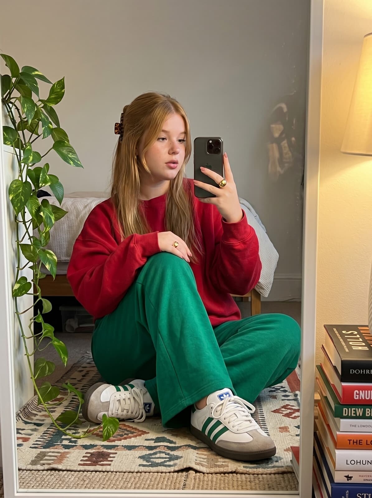 Cozy Bedroom Candids: Seated Floor Mirror Keren (Ashley)